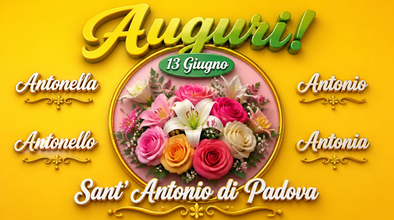 13 giugno Sant' Antonio di Padova Buon onomastico Antonio e Antonia!