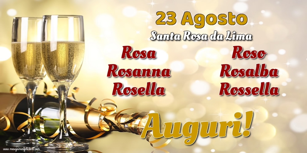 Cartoline di Santa Rosa - 23 Agosto - Santa Rosa da Lima - messaggiauguricartoline.com
