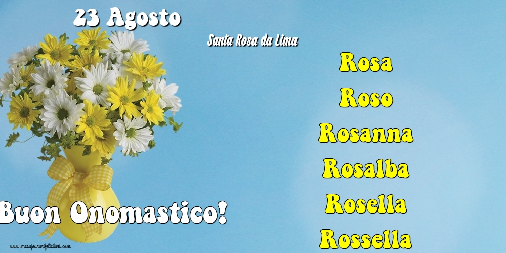 Cartoline di Santa Rosa - 23 Agosto - Santa Rosa da Lima - messaggiauguricartoline.com