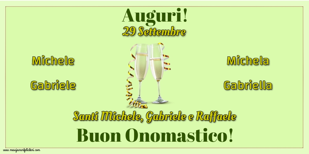 29 Settembre - Santi Michele, Gabriele e Raffaele