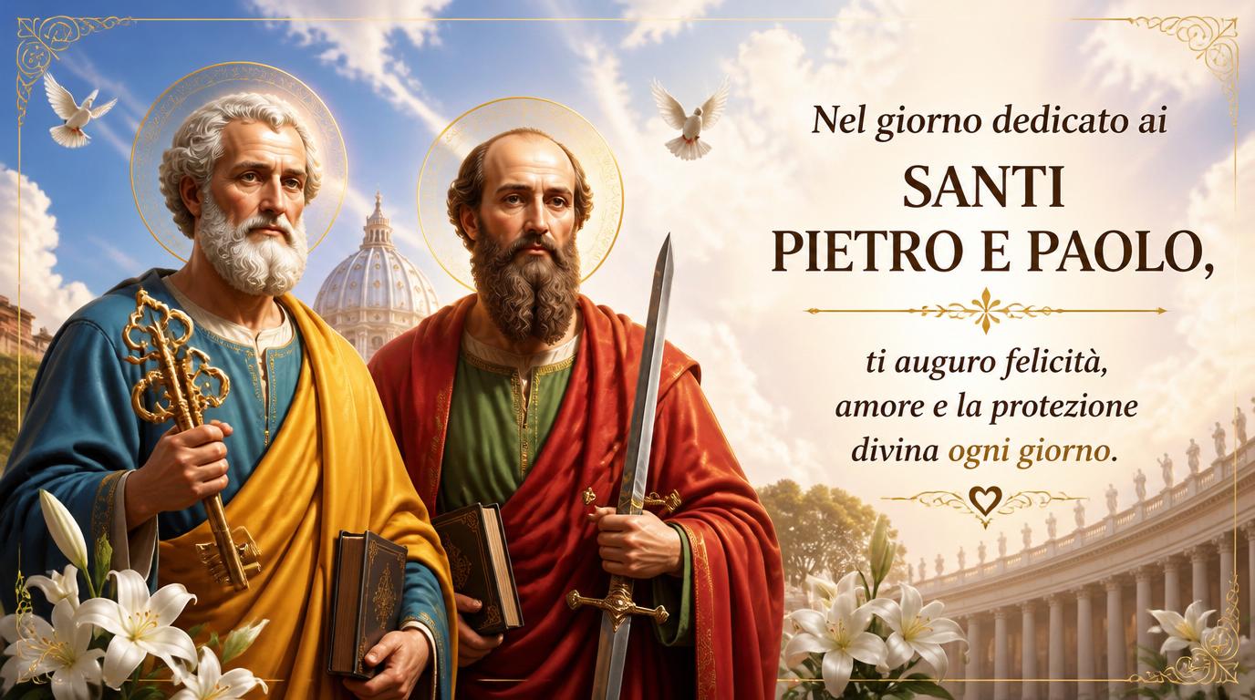 Nel giorno dedicato ai Santi Pietro e Paolo, ti auguro felicità, amore e la protezione divina ogni giorno.