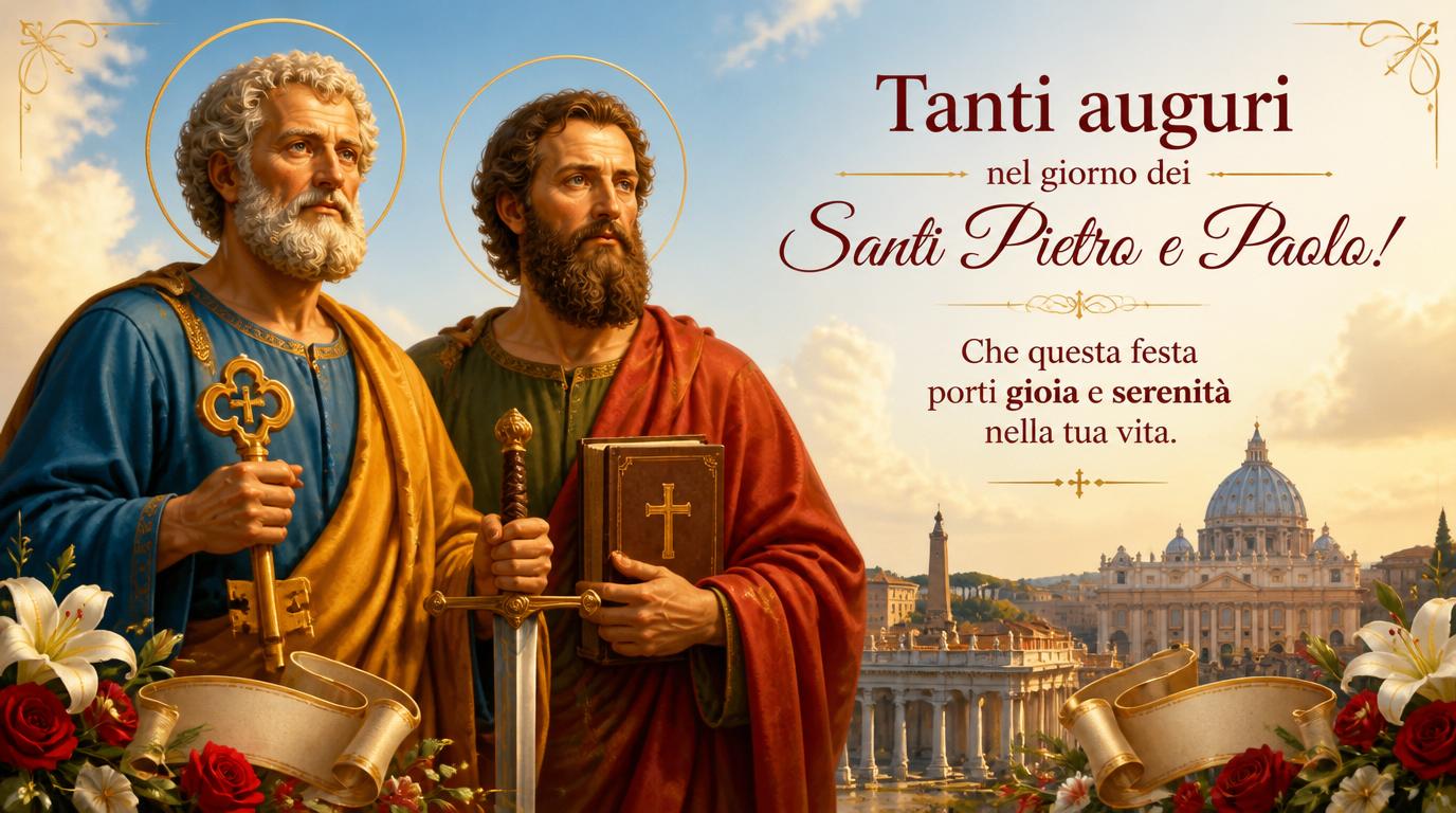 Tanti auguri nel giorno dei Santi Pietro e Paolo! Che questa festa porti gioia e serenità nella tua vita