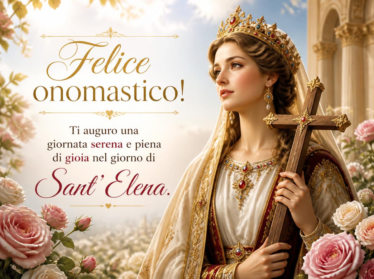 Cartoline di 18 Agosto - Felice onomastico! Ti auguro una giornata serena e piena di gioia nel giorno di Sant'Elena.