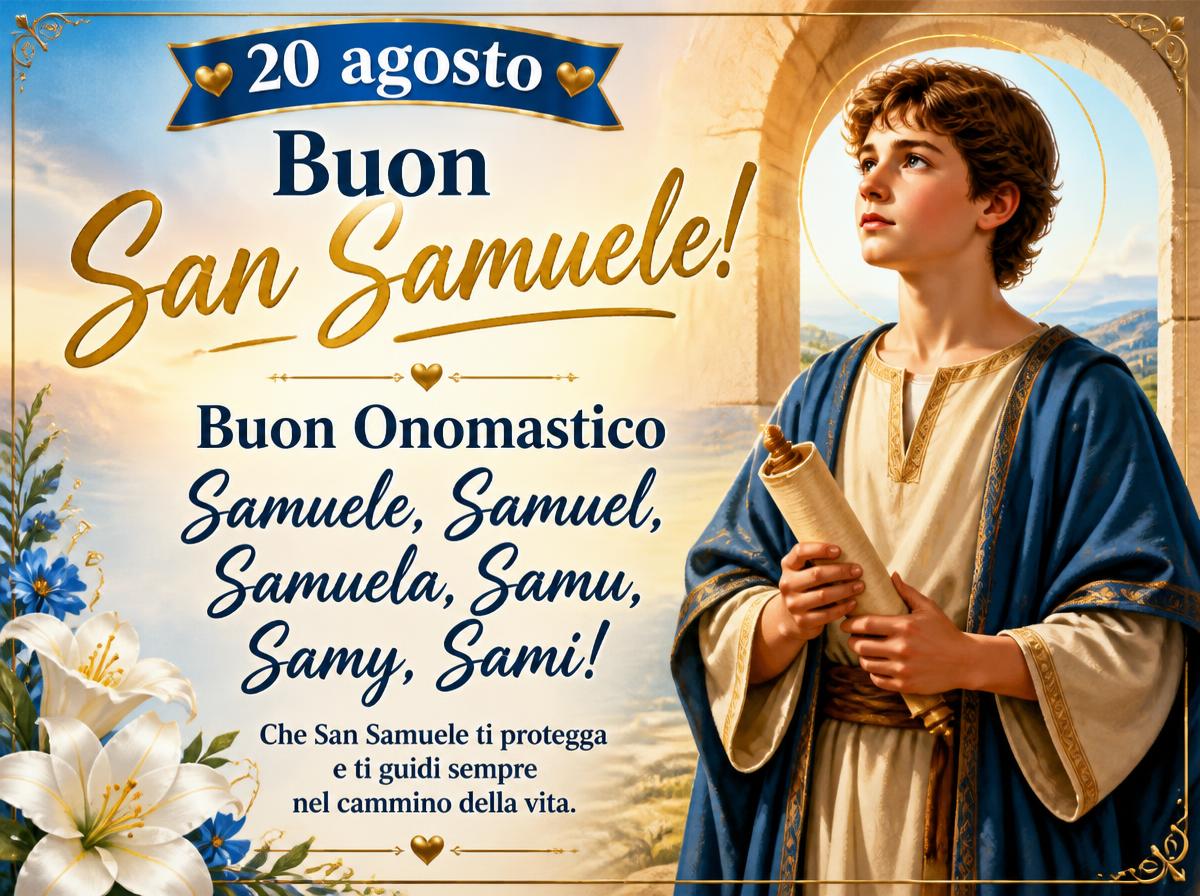 Cartoline di 20 Agosto - 20 agosto – Buon San Samuele! Buon Onomastico, Samuele, Samuel, Samuela, Samu, Samy, Sami!