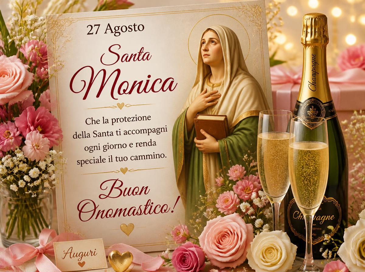 Cartoline di 27 Agosto - 27 Agosto Santa Monica Che la protezione della Santa ti accompagni ogni giorno e renda speciale il tuo cammino. Buon Onomastico!