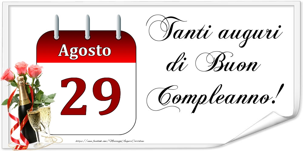 Cartoline di 29 Agosto - Tanti auguri di Buon Compleanno! - Agosto.29