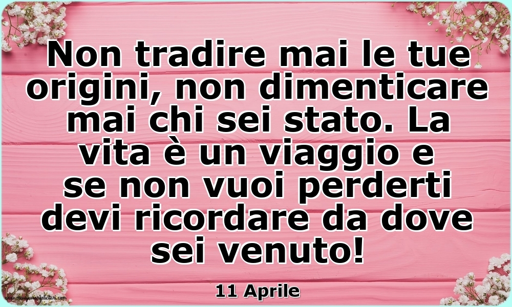 11 Aprile - Non tradire mai le tue origini...