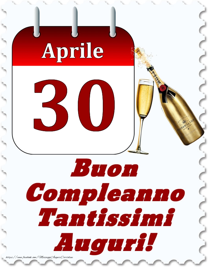 Cartoline di 30 Aprile - Aprile 30 Buon Compleanno Tantissimi Auguri!