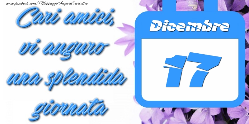 Dicembre 17 Cari amici, vi auguro una splendida giornata