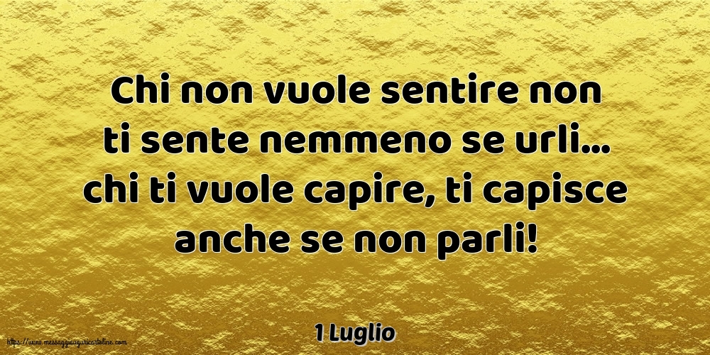 1 Luglio - Chi non vuole sentire non ti sente nemmeno se urli...