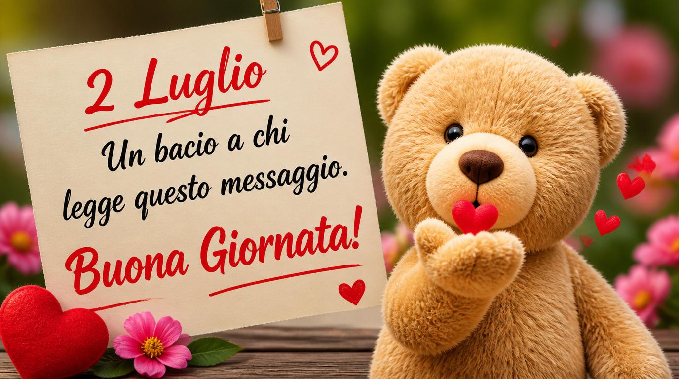 Cartoline di 2 Luglio - 2 Luglio - Un bacio a chi legge questo messaggio.  Buona Giornata!