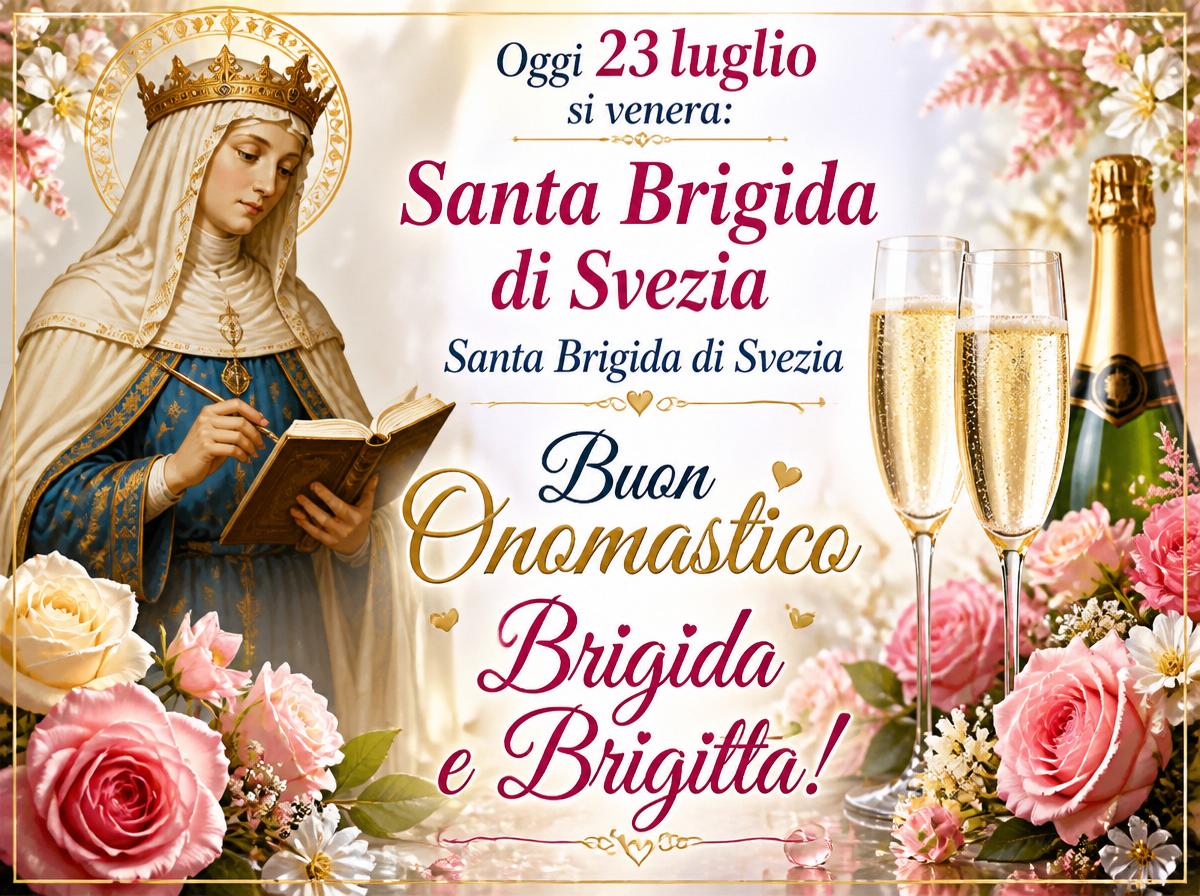 Cartoline di 23 Luglio - Oggi 23 luglio si venera: Santa Brigida di Svezia Santa Brigida di Svezia Buon Onomastico Brigida e Brigitta