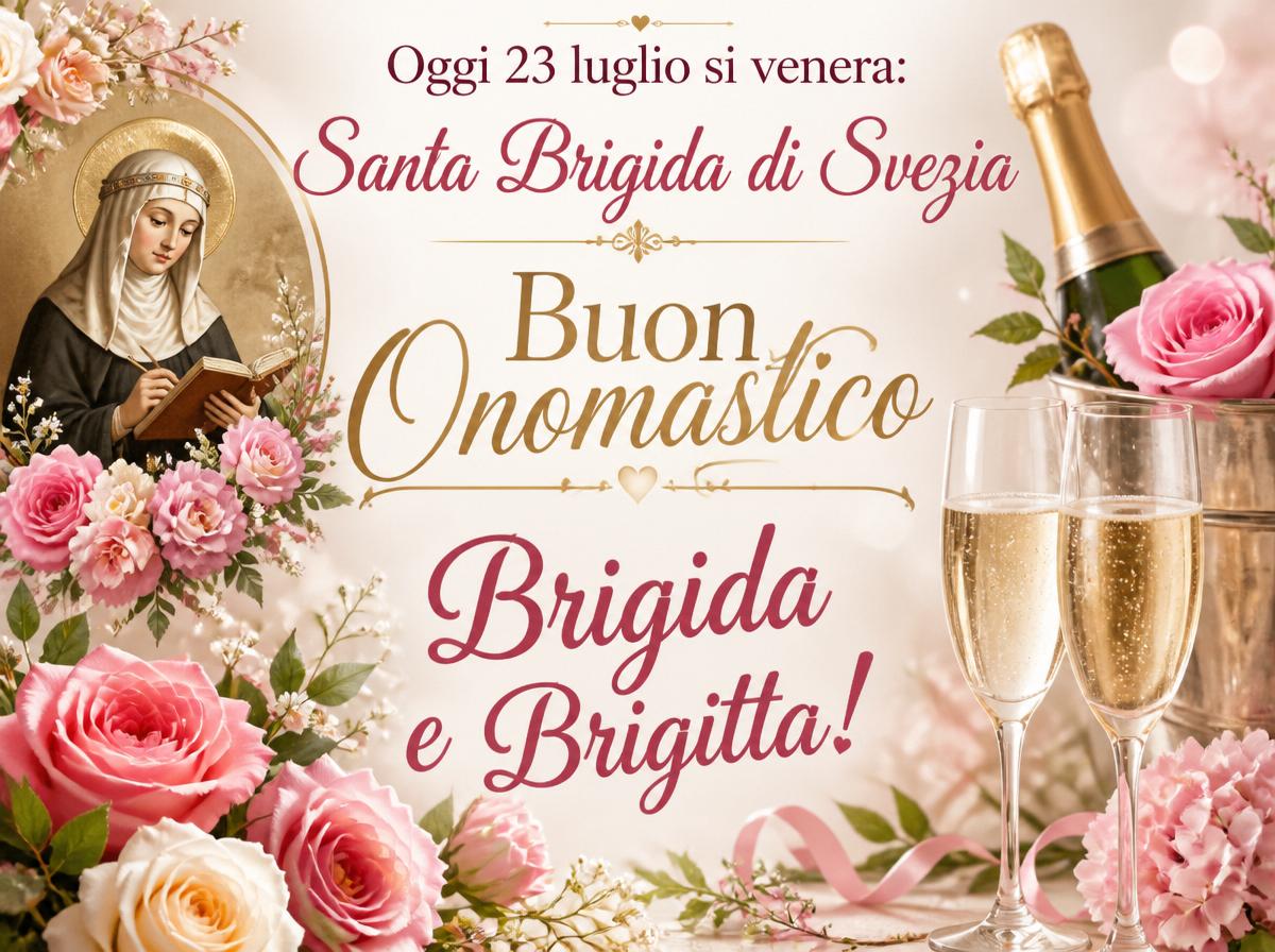Cartoline di 23 Luglio - Oggi 23 luglio si venera: Santa Brigida di Svezia Santa Brigida di Svezia Buon Onomastico Brigida e Brigitta