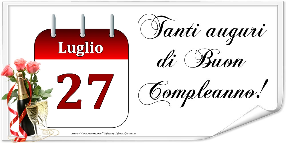 Cartoline di 27 Luglio - Tanti auguri di Buon Compleanno! - Luglio.27