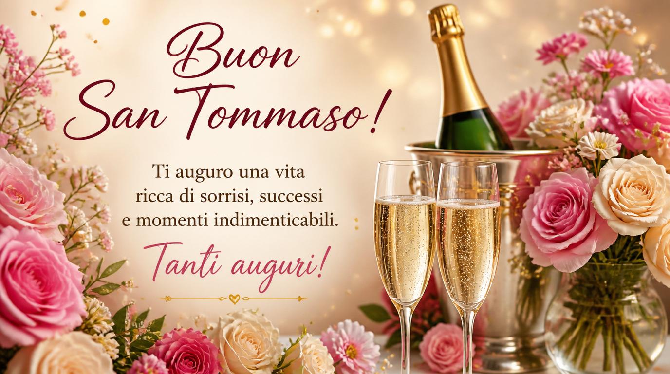 Cartoline di 3 Luglio - Buon San Tommaso! Ti auguro una vita ricca di sorrisi, successi e momenti indimenticabili. Tanti auguri!
