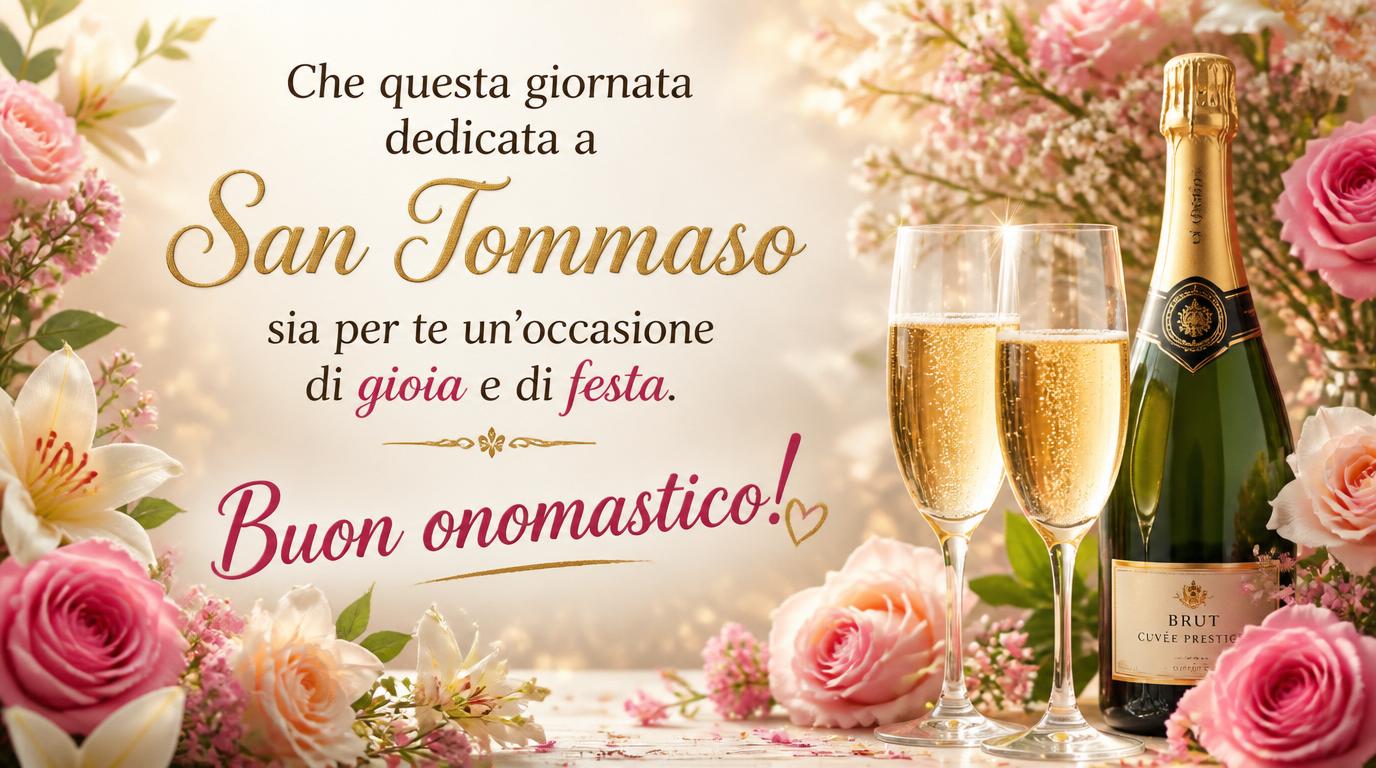 Cartoline di 3 Luglio - Che questa giornata dedicata a San Tommaso sia per te un'occasione di gioia e di festa. Buon onomastico!