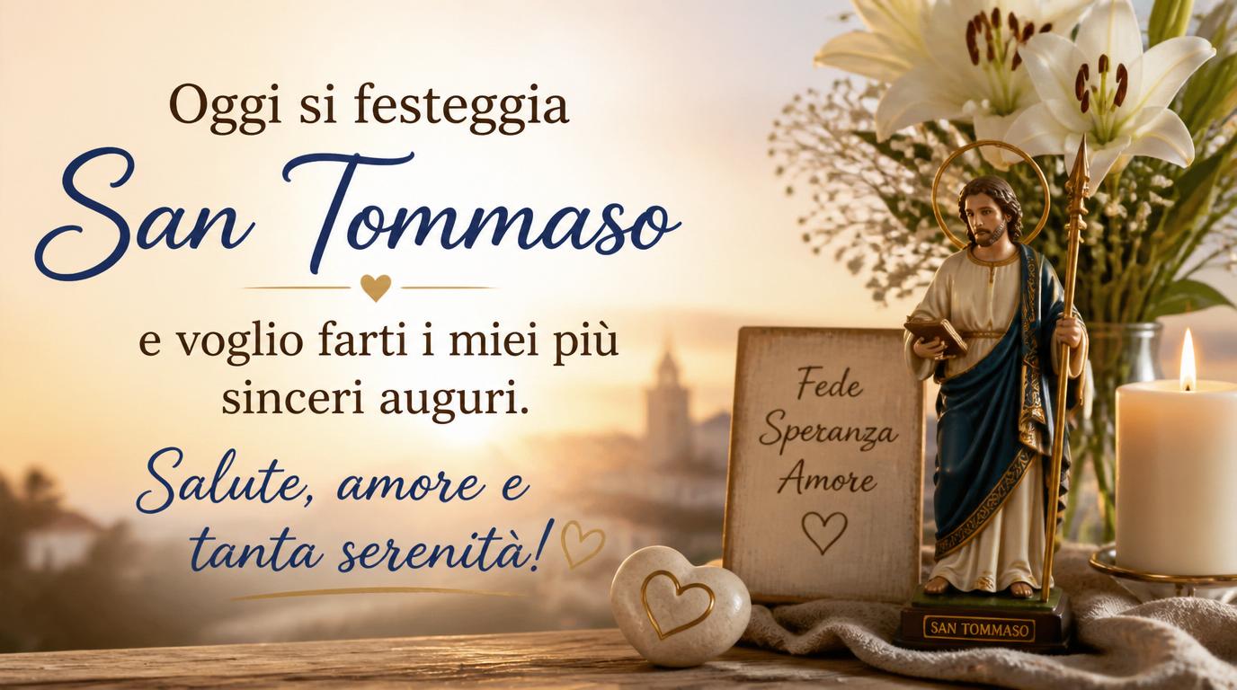 Cartoline di 3 Luglio - Oggi si festeggia San Tommaso e voglio farti i miei più sinceri auguri. Salute, amore e tanta serenità!