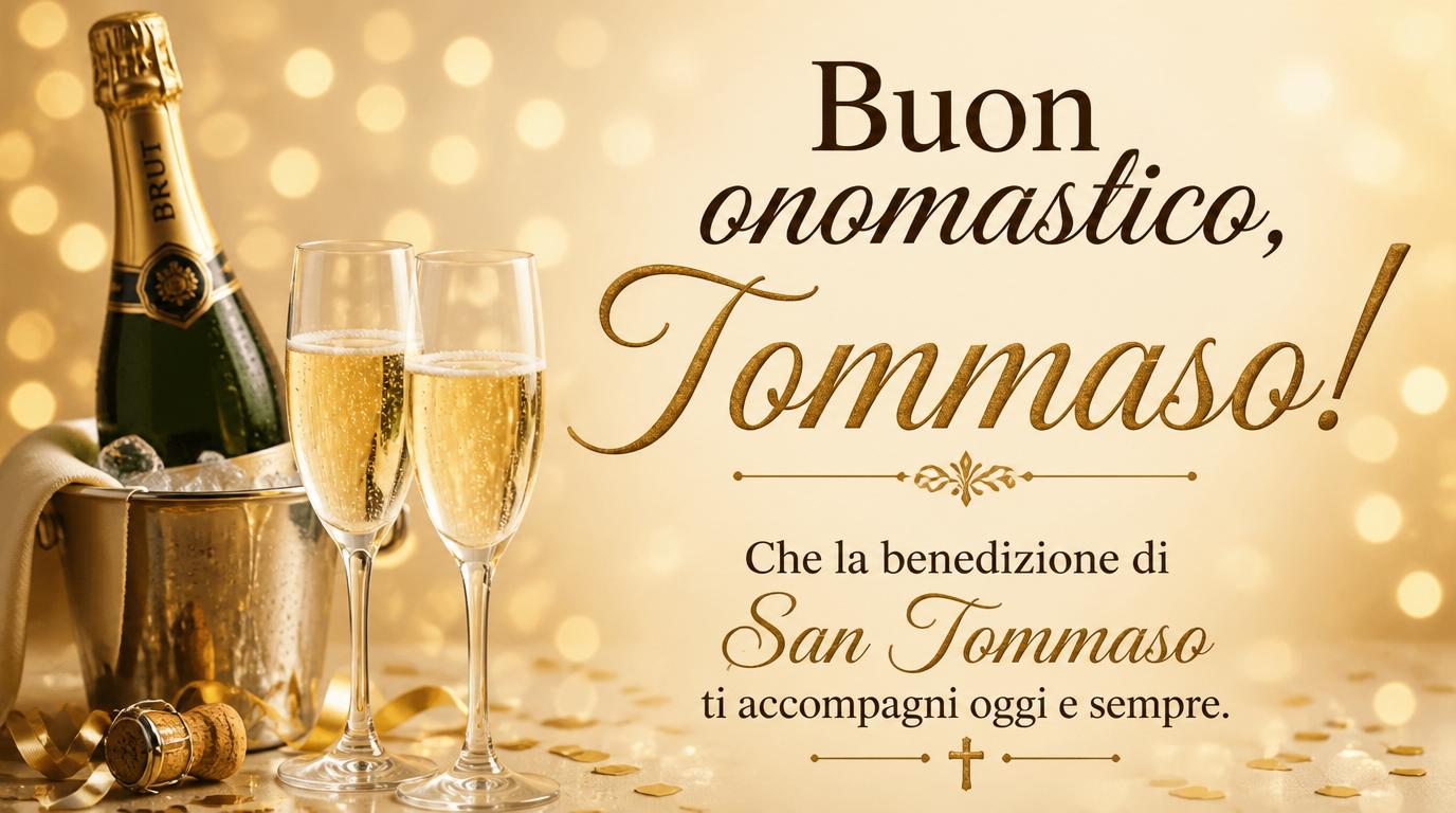 Cartoline di 3 Luglio - Buon onomastico, Tommaso! Che la benedizione di San Tommaso ti accompagni oggi e sempre.