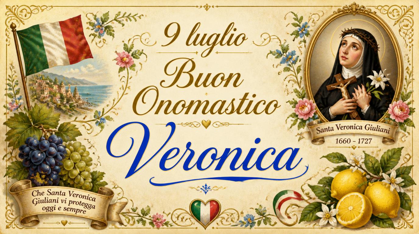 Cartoline di 9 Luglio - Buon Onomastico Veronica
