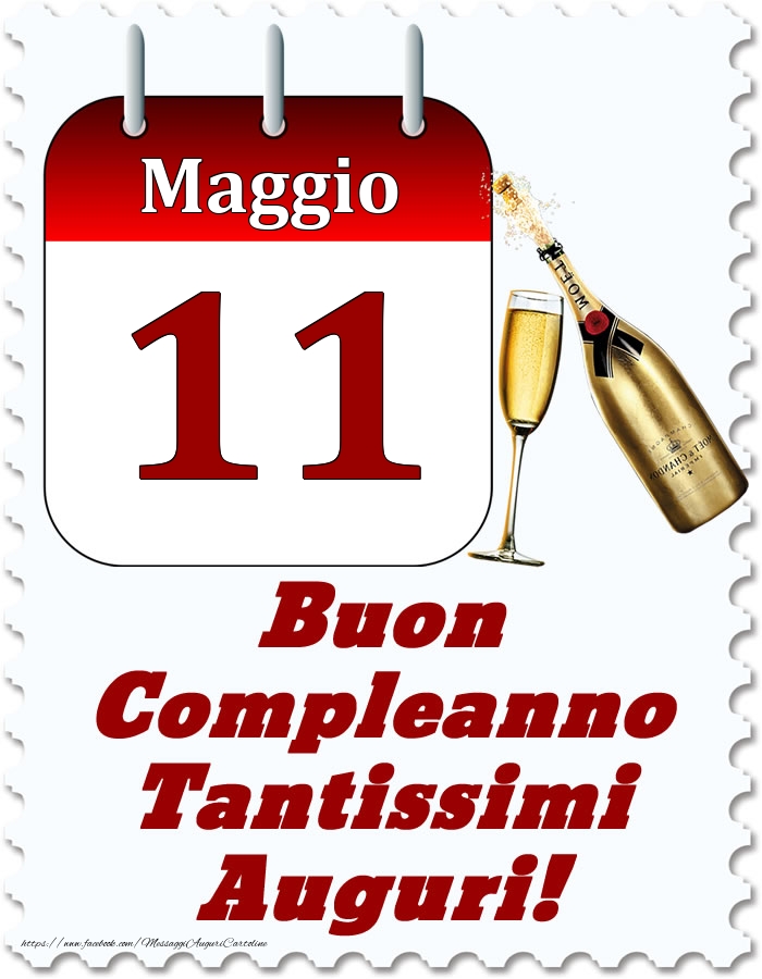 Cartoline di 11 Maggio - Maggio 11 Buon Compleanno Tantissimi Auguri!