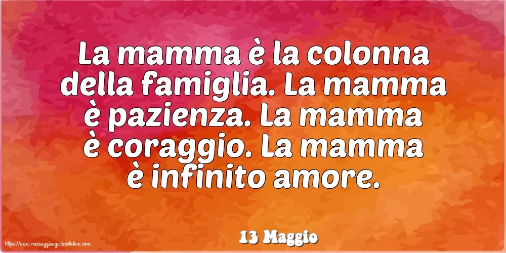 13 Maggio - La mamma è la colonna della famiglia