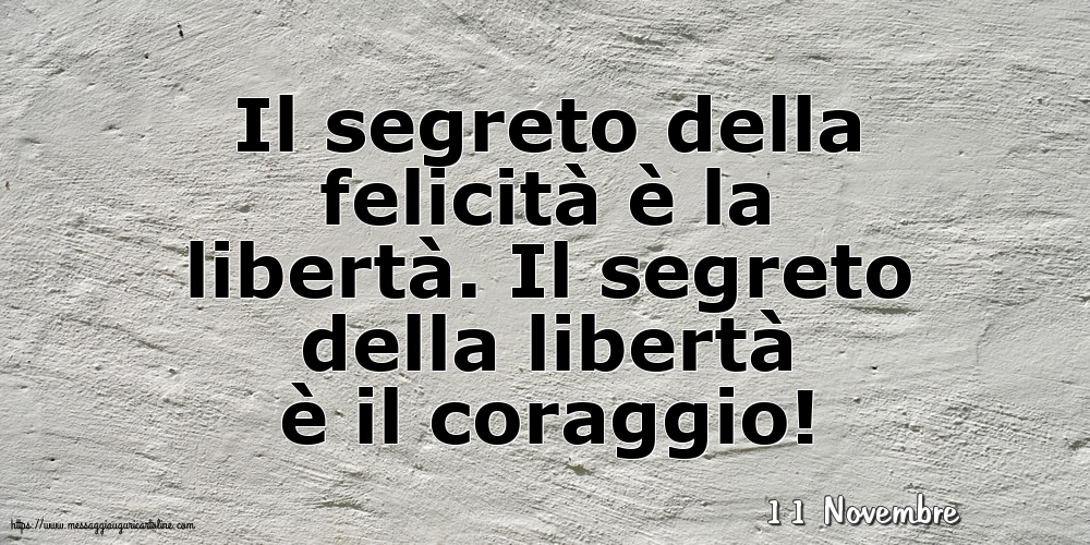 11 Novembre - Il segreto della felicità è la libertà