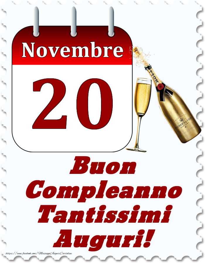 Cartoline di 20 Novembre - Novembre 20 Buon Compleanno Tantissimi Auguri!