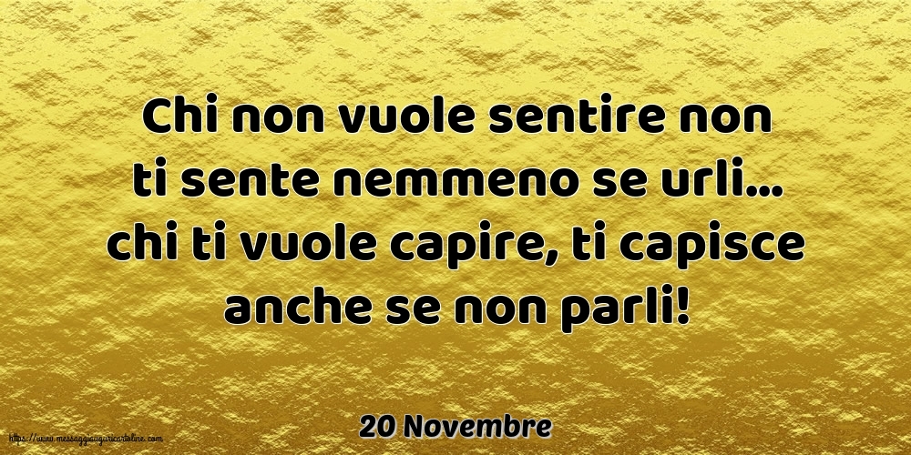 20 Novembre - Chi non vuole sentire non ti sente nemmeno se urli...