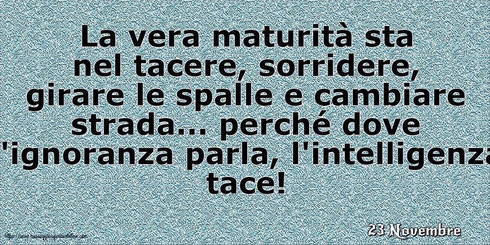 23 Novembre - La vera maturità sta nel tacere