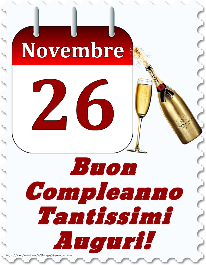 Cartoline di 26 Novembre - Novembre 26 Buon Compleanno Tantissimi Auguri!