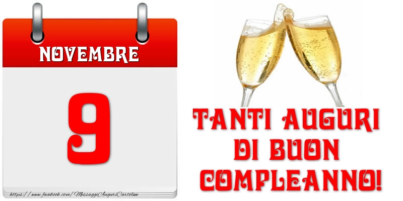 Cartoline di 9 Novembre - Novembre 9 Tanti auguri di Buon Compleanno!