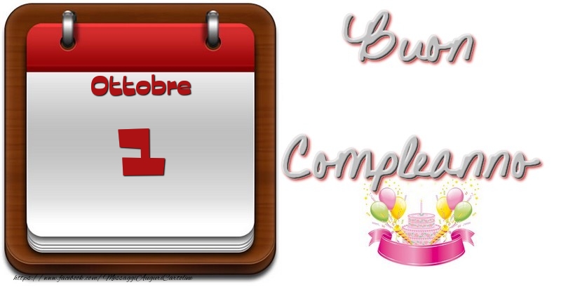 Cartoline di 1 Ottobre - Ottobre 1 Buon Compleanno