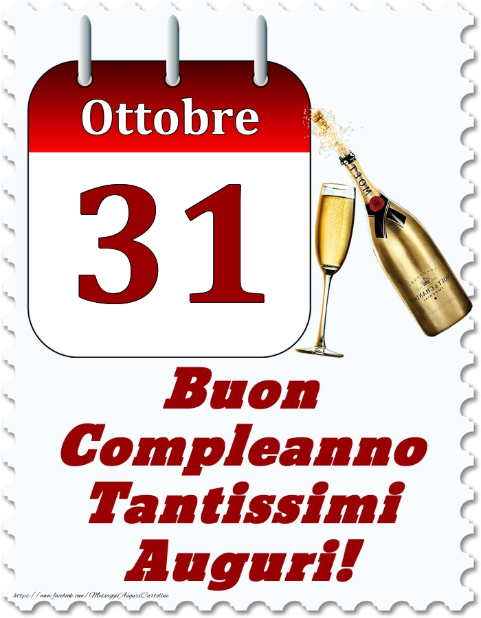Cartoline di 31 Ottobre - Ottobre 31 Buon Compleanno Tantissimi Auguri!