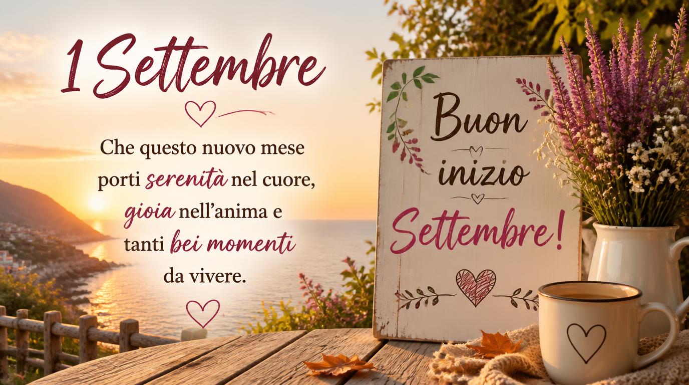Cartoline di 1 Settembre - 1 Settembre – Che questo nuovo mese porti serenità nel cuore, gioia nell’anima e tanti bei momenti da vivere. Buon inizio Settembre!