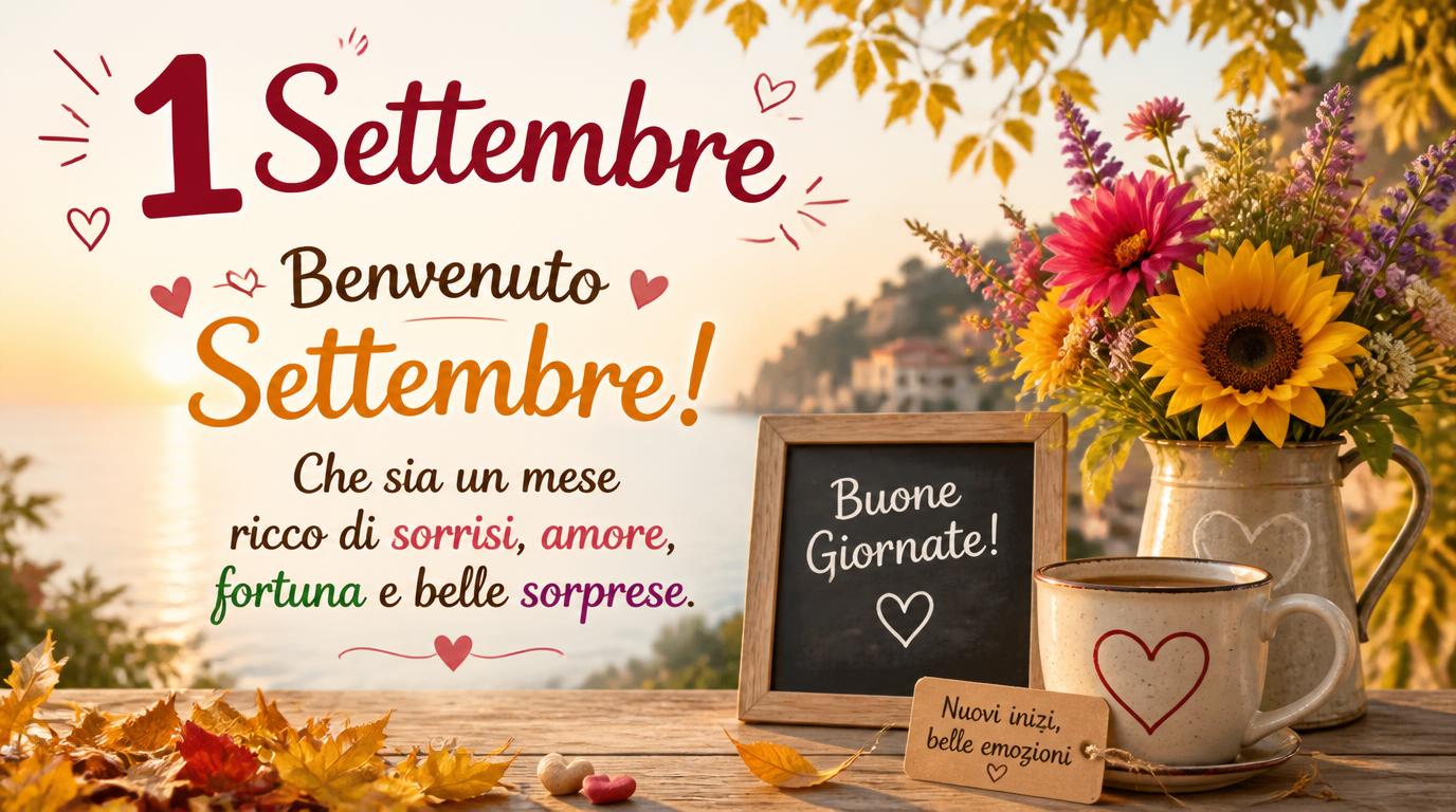 Cartoline di 1 Settembre - 1 Settembre – Benvenuto Settembre! Che sia un mese ricco di sorrisi, amore, fortuna e belle sorprese.