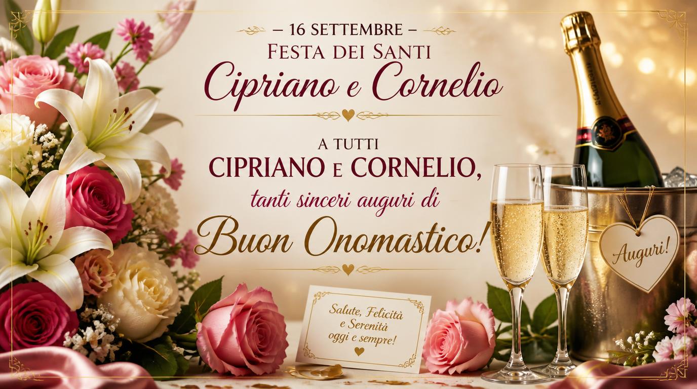 Cartoline di 16 Settembre - 16 settembre – Festa dei Santi Cipriano e Cornelio. A tutti i Cipriano e Cornelio, tanti sinceri auguri di Buon Onomastico!