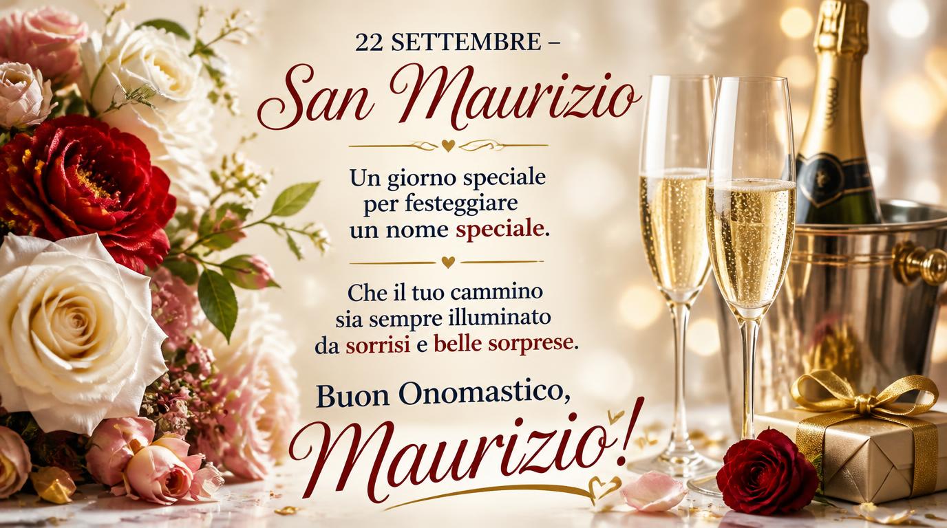 Cartoline di 22 Settembre - 22 settembre – San Maurizio. Un giorno speciale per festeggiare un nome speciale. Che il tuo cammino sia sempre illuminato da sorrisi e belle sorprese. Buon Onomastico, Maurizio!