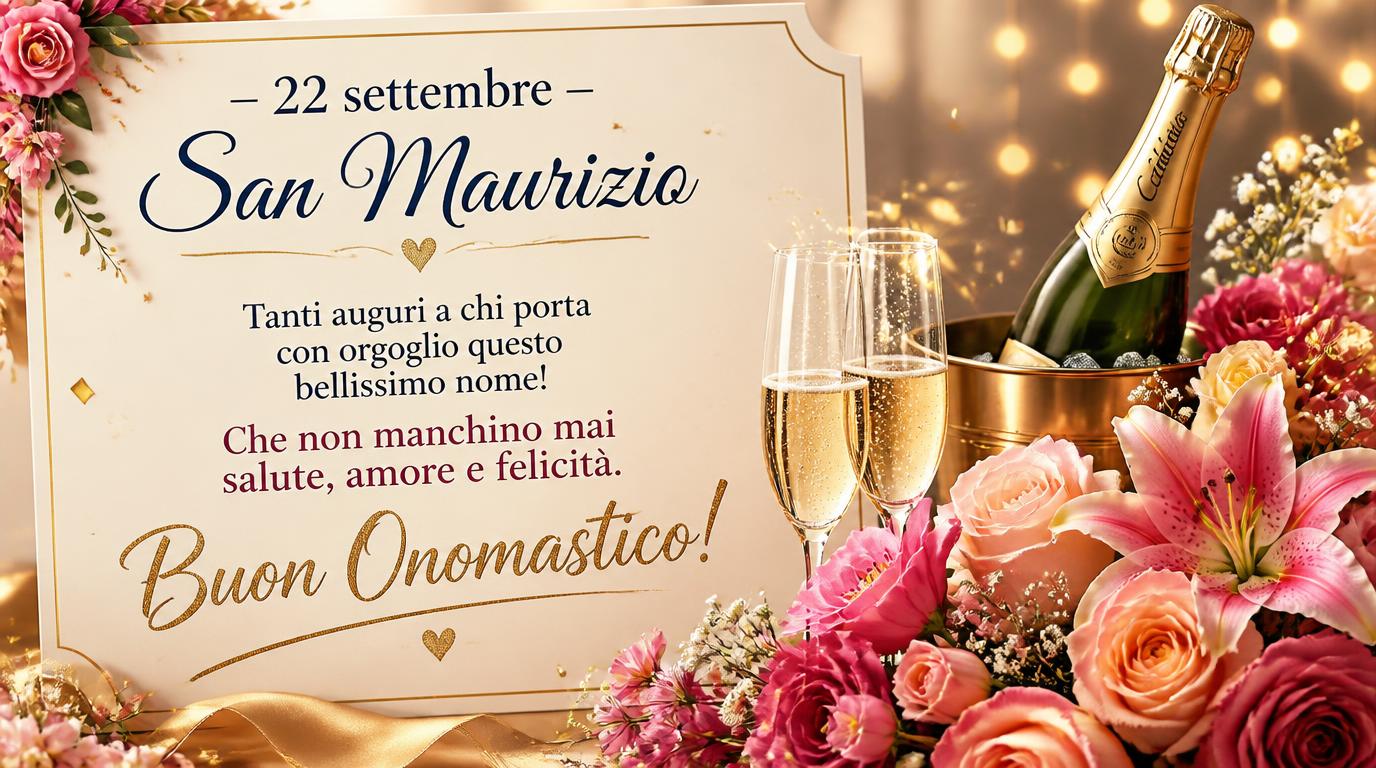 Cartoline di 22 Settembre - 22 settembre – San Maurizio. Tanti auguri a chi porta con orgoglio questo bellissimo nome! Che non manchino mai salute, amore e felicità. Buon Onomastico!