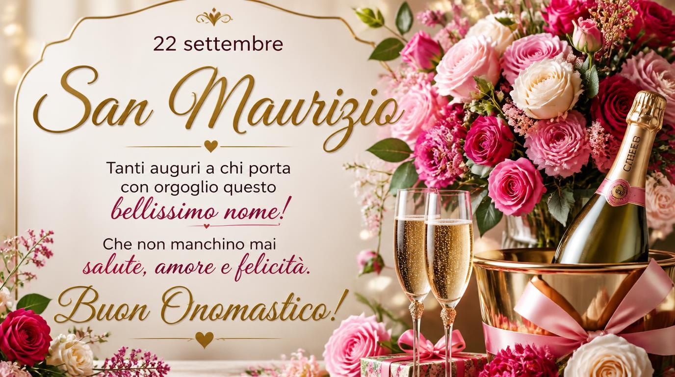 Cartoline di 22 Settembre - 22 settembre – San Maurizio. Tanti auguri a chi porta con orgoglio questo bellissimo nome! Che non manchino mai salute, amore e felicità. Buon Onomastico!