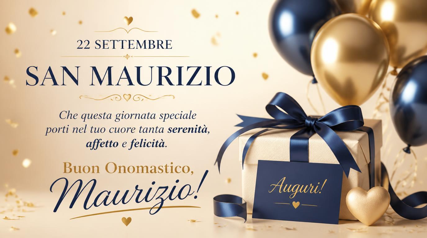 Cartoline di 22 Settembre - 22 settembre – San Maurizio. Che questa giornata speciale porti nel tuo cuore tanta serenità, affetto e felicità. Buon Onomastico, Maurizio! I