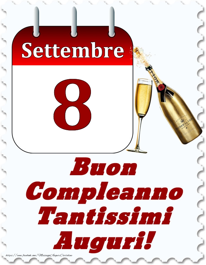 Cartoline di 8 Settembre - Settembre 8 Buon Compleanno Tantissimi Auguri!