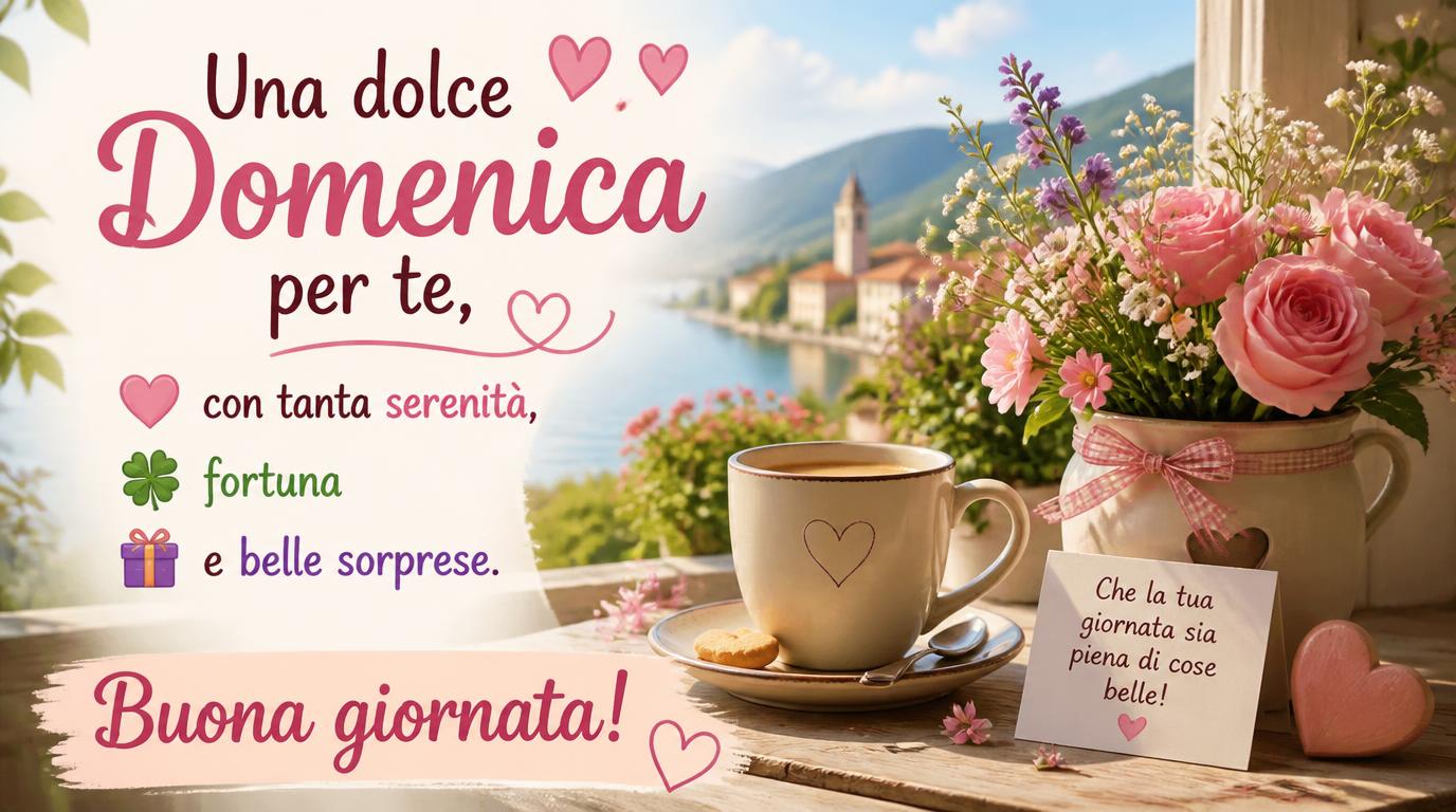 Una dolce domenica per te, con tanta serenità, fortuna e belle sorprese. Buona giornata!