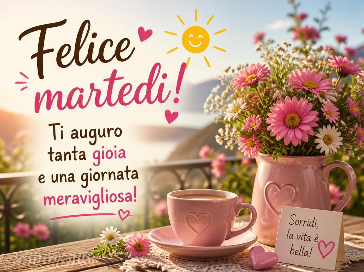 Felice martedì! Ti auguro tanta gioia e una giornata meravigliosa!