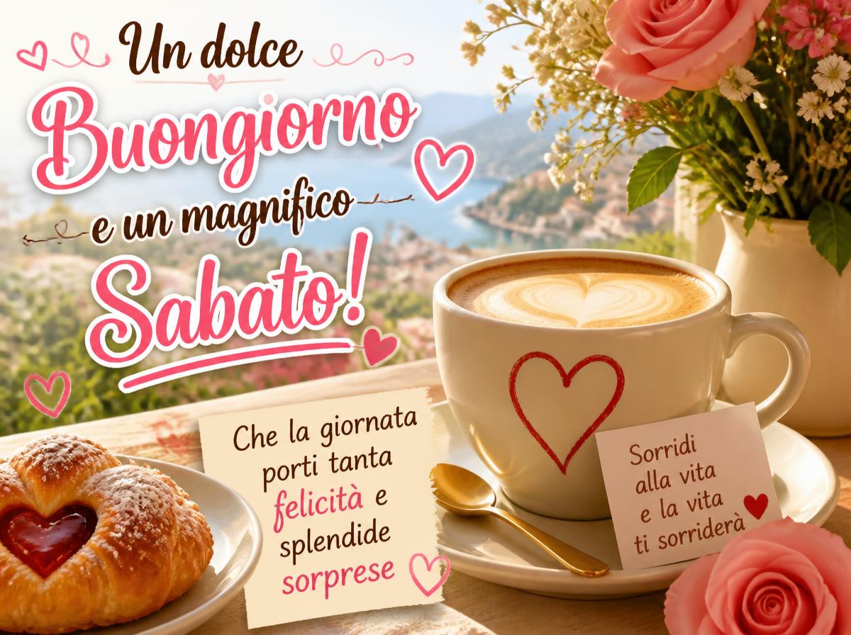 Un dolce buongiorno e un magnifico sabato! Che la giornata porti tanta felicità e splendide sorprese