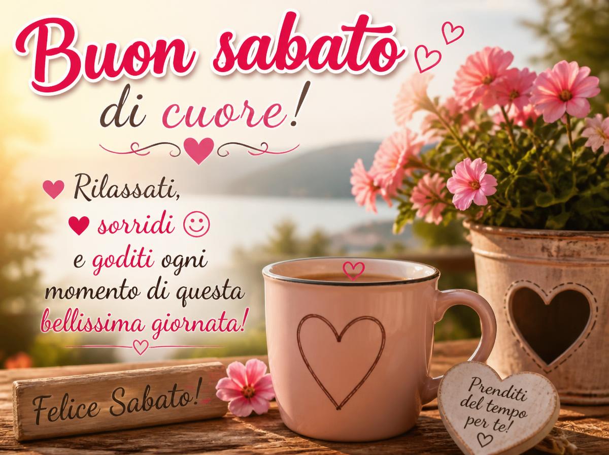 Buon sabato di cuore! ? Rilassati, sorridi e goditi ogni momento di questa bellissima giornata!
