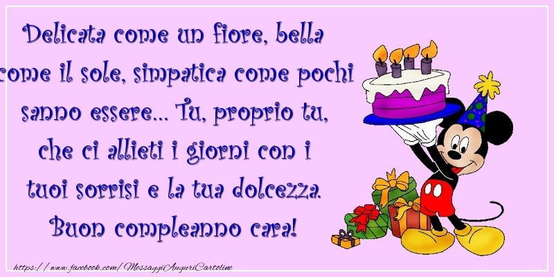 Messaggi per bambini - Delicata come un fiore, - messaggiauguricartoline.com