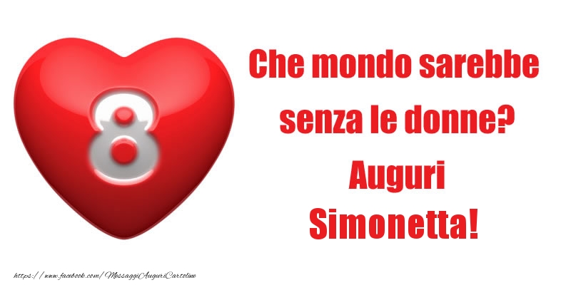 Cartoline di 8 Marzo - Che mondo sarebbe  senza le donne? Auguri Simonetta!