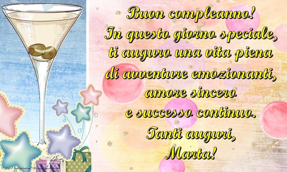 Cartoline di auguri - In questo giorno speciale,  ti auguro una vita piena  di avventure emozionanti,  amore sincero  e successo continuo.