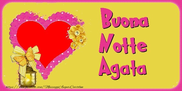 Cartoline di buonanotte - Cuore & Fiori & 1 Foto & Cornice Foto | Buona Notte Agata