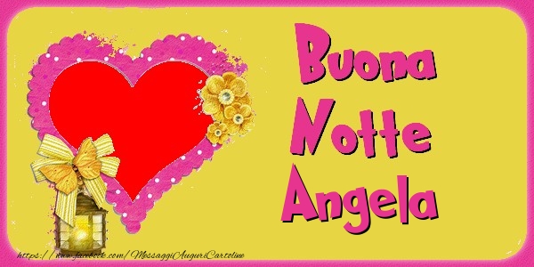 Cartoline di buonanotte - Cuore & Fiori & 1 Foto & Cornice Foto | Buona Notte Angela